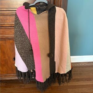 Lucky Brand Lambs Wool Hooded Poncho